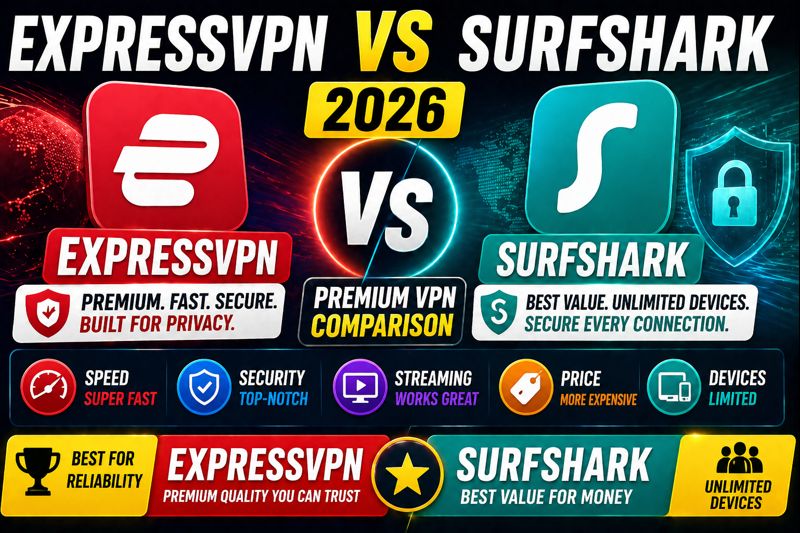 ExpressVPN vs Surfshark 2026