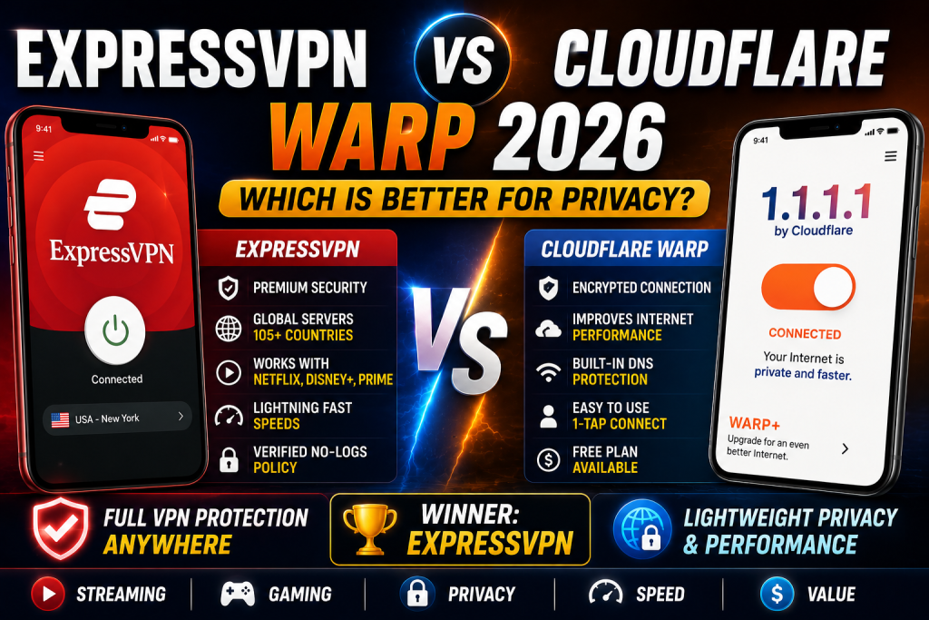 ExpressVPN vs Cloudflare WARP 2026