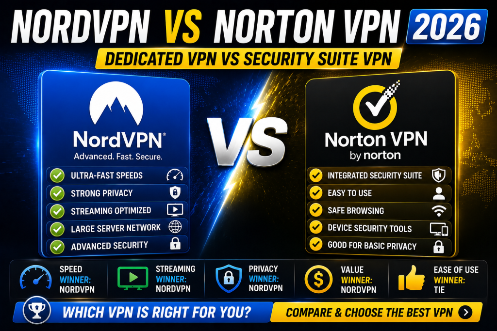 NordVPN vs Norton VPN 2026