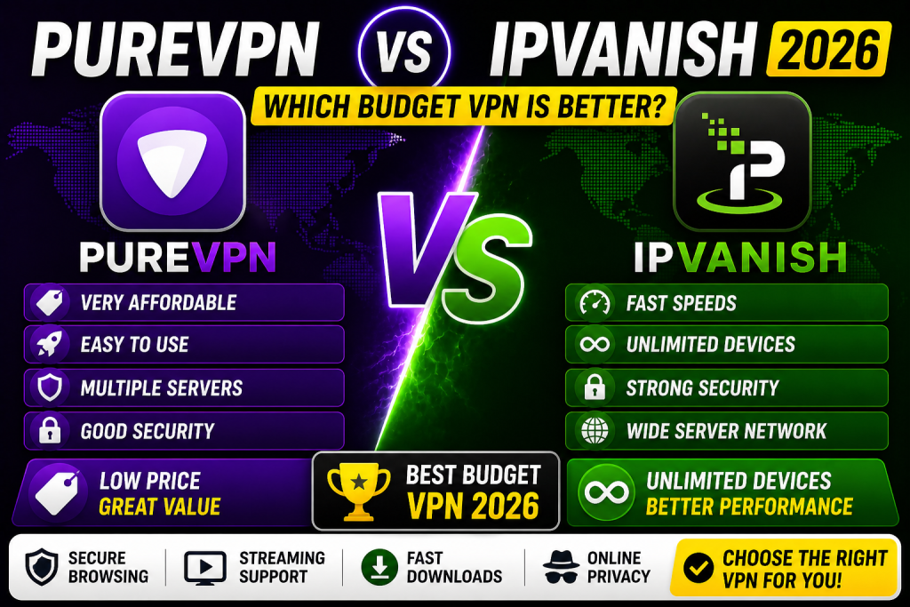PureVPN vs IPVanish 2026